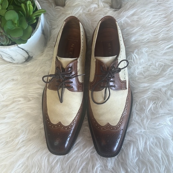Mezlan Men’s Brown/Beige Wingtip Spectator Oxford Dress Shoes Size 8 - Picture 3 of 16